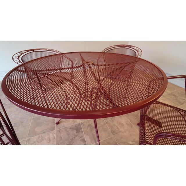 Mid-Century Russell Woodard Grapevine Wrought Iron Patio Dining Set, 5 Pieces, C. 1950s, Attributed For Sale - Image 10 of 16