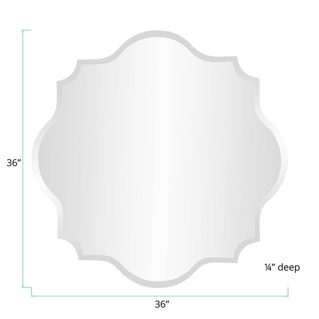 Wood Frameless Scalloped Mirror Large For Sale - Image 7 of 8