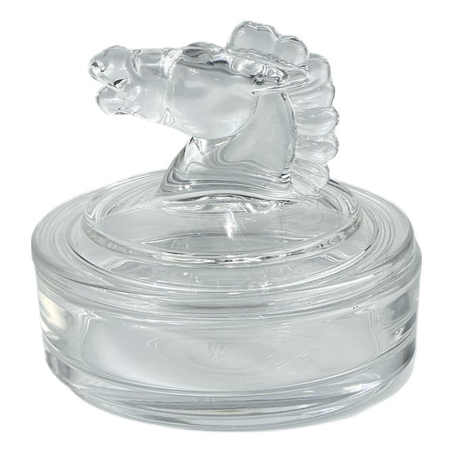 French Crystal Box with Horse Finial from Sèvres, 1980s For Sale
