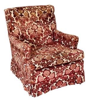 Reduced- Milo Baughman Burgundy Red Cut Velvet Armchair