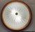 1980s Vintage Ceiling Lamp with Pine Wood Frame and Segmented, Curved Ice Glass Shade, 1980s For Sale - Image 5 of 7