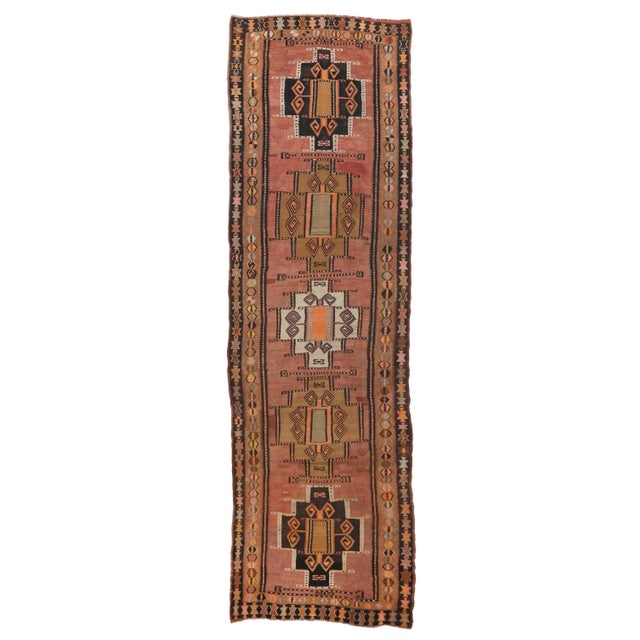 Textile Mid 20th Century Vintage Turkish Kars Kilim Rug For Sale - Image 7 of 7