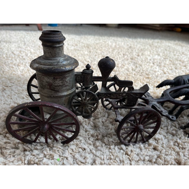 Farmhouse Antique 18” Cast Iron Three Horse Steam Pumper Toy. (Kenton/Hublet Style) For Sale - Image 3 of 5