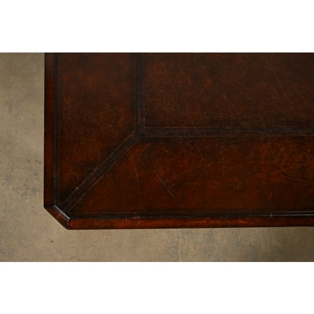 Maitland Smith Mid-Century Modern Hollywood Regency Leather Wrapped Coffee Table or Cocktail Table For Sale In South Bend - Image 6 of 10