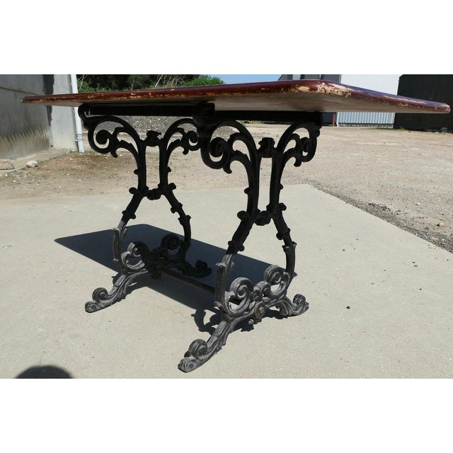 Vintage Garden Table in Cast Iron and Oak, 1920 For Sale - Image 4 of 6