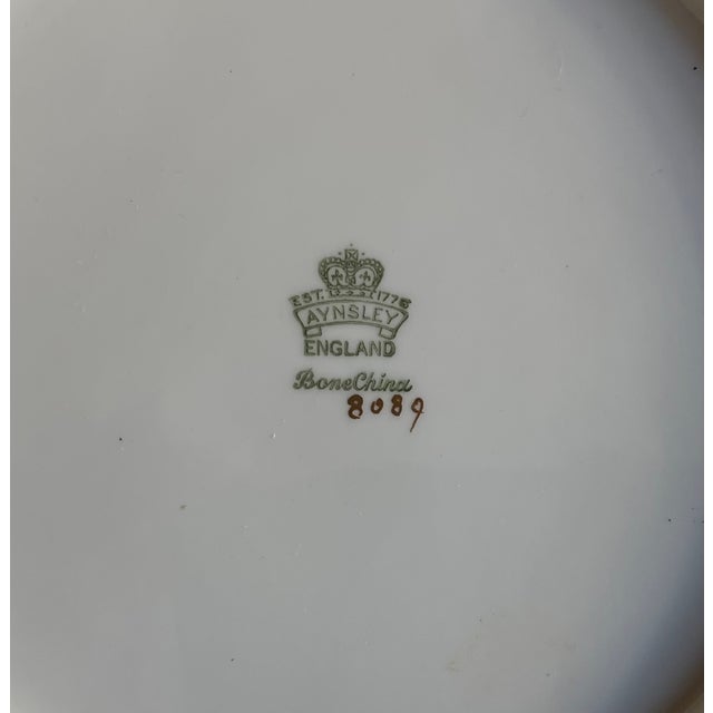 Mid 20th Century Large Aynsley Pink & Gold Foliage English Bone China Porcelain 10 3/4" Charger Plate or Round Serving Platter For Sale - Image 5 of 6