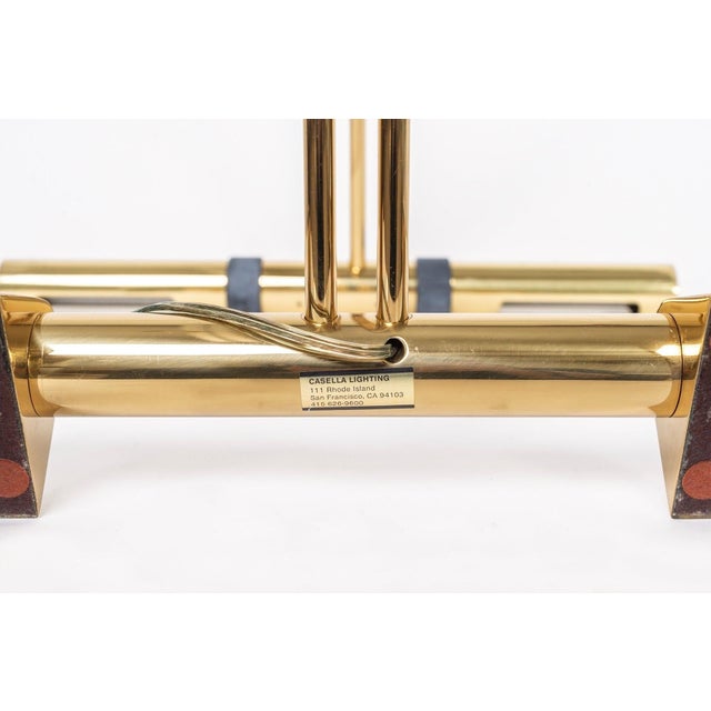 Vintage Postmodern Tubular Brass Table Lamp by Casella Lighting 1970s For Sale - Image 10 of 11