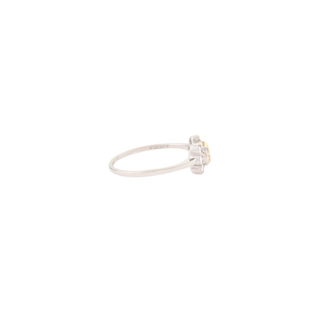 14k Gold Natural Oval Yellow Sapphire Diamond Floral Motif Cluster Ring Size 5.5 For Sale In New York - Image 6 of 15
