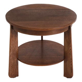 1920s Dutch Art Deco Tiered White Oak Side Table For Sale