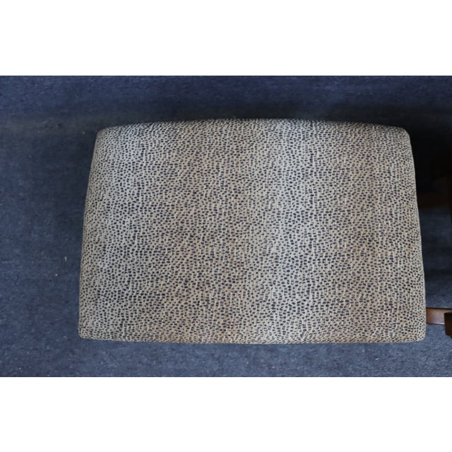 Neoclassical Pair of Neoclassical Style X-Base Upholstered Stools For Sale - Image 3 of 11