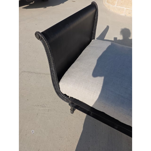 Campaign Style Steel Daybed Sofa Chaise With Down Cushion For Sale - Image 14 of 15