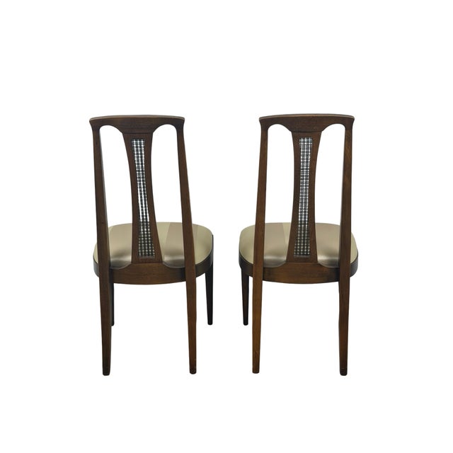 Pair of Vintage Mid-Century Modern High-Back Cane Dining Chairs, Stamped Denmark For Sale - Image 15 of 18