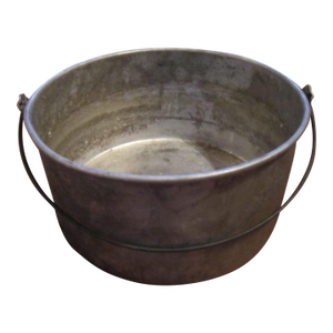 Vintage Aluminum Pail Made in Japan 7.25" Diameter, Round Farmhouse Decor Handle