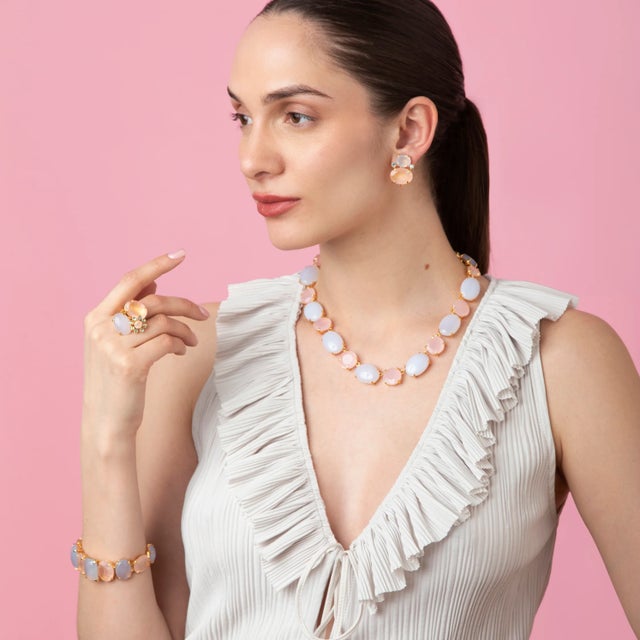 Contemporary Agnes Studs, Pink, Pierced For Sale - Image 3 of 5