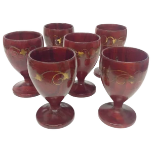 Danish Modern Hand Turned Rose Wood Cordials - 6