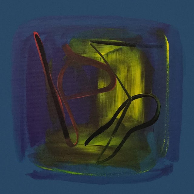 Contemporary Abstract Acrylic on Canvas Painting “Bleu” by Frédéric Prat For Sale - Image 4 of 4