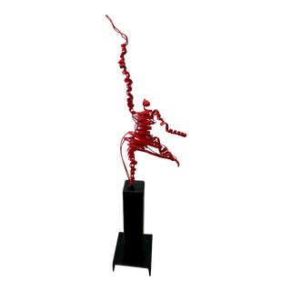 Contemporary Abstract Expressionist Red Dancer Timothy Carter Figurative Steel Sculpture 48” For Sale