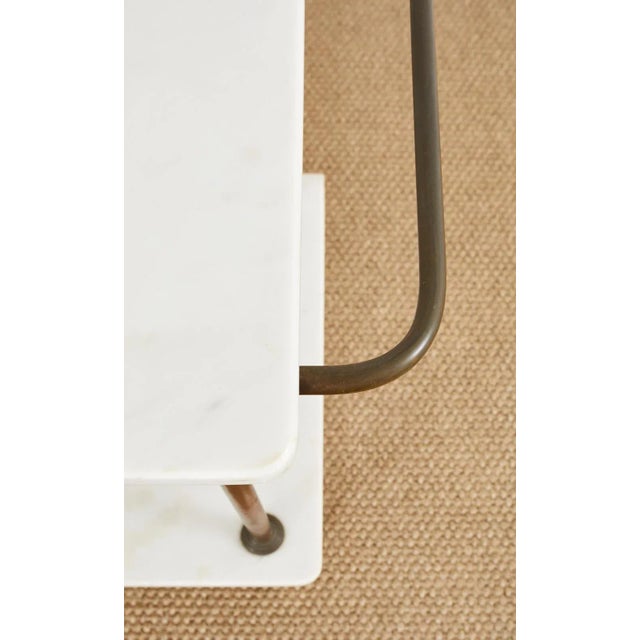 Metal French Art Deco Bronze Marble Top Washstand Vanity For Sale - Image 7 of 13