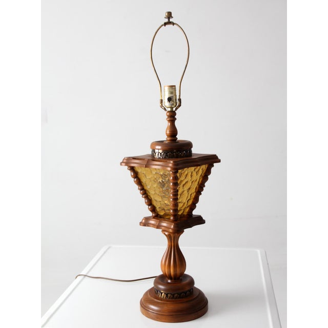 Vintage Mediterranean Revival Amber Glass Table Lamp For Sale - Image 13 of 14