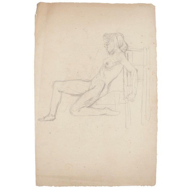 8 Original Nude Pen, Pencil and China Ink Drawings by French Master 20th Century Mid 20th Century For Sale - Image 10 of 11