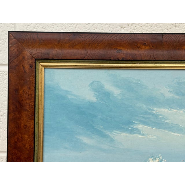 Seascape with Waves Breaking on Rocks - Oil on Canvas by 20th Century Artist 1985 Circa For Sale - Image 14 of 16