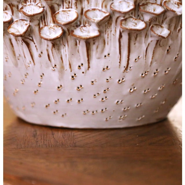 Ceramic Pair of Contemporary French Ceramic Vases With Mushroom-Inspired Organic Relief For Sale - Image 7 of 9