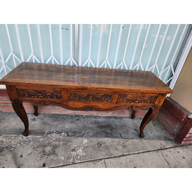 1980's Carved Wood Console Table For Sale - Image 10 of 12
