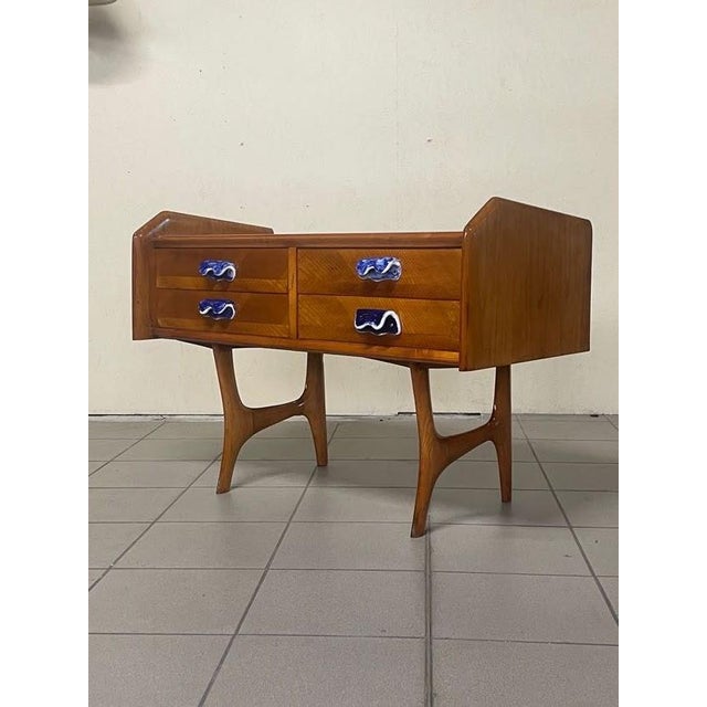 Chest of Drawers in Oak with Decorated Ceramic Handles, 1950s For Sale - Image 9 of 18