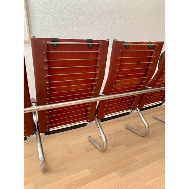 Bauhaus Cinema Series Chrome & Leather Armchair Bench Cinema by Pfalzberger, 1970s For Sale - Image 17 of 18