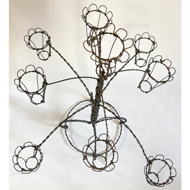 French Country Antique Wire Plant Holder For Sale - Image 3 of 5
