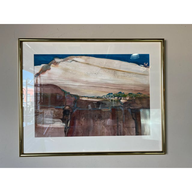 Abstract Mary Alice Braukman "Bluffs" Impressionist Watercolor Painting, Framed For Sale - Image 3 of 13