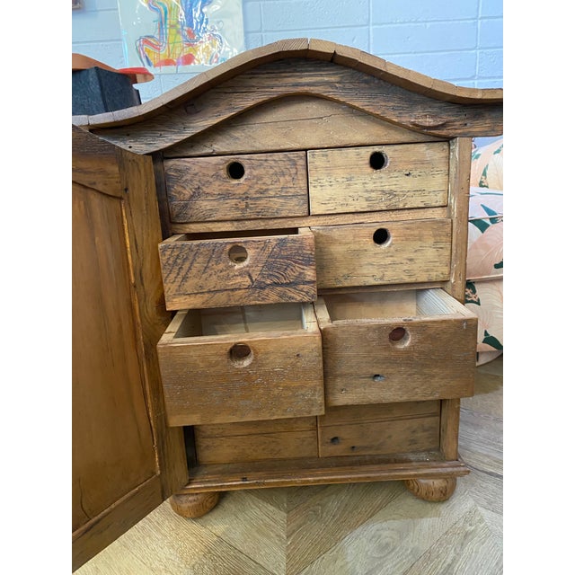 Wood Antique Wooden Storage Medicine Cabinet | Apothecary Style Cabinet | Jewelry Storage For Sale - Image 7 of 11