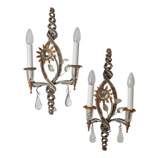 Gold and Silver Leaf Sconces from Banci Firenze, 1970s, Set of 2 For Sale
