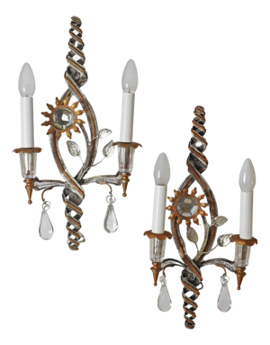 Gold and Silver Leaf Sconces from Banci Firenze, 1970s, Set of 2