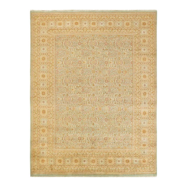 Mogul Collection Hand-Knotted Area Rug - Light Blue 8' 1" x 10' 4" For Sale