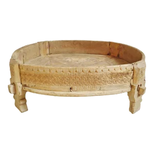 Mid 20th Century Vintage Chakki Grinder Wood Table