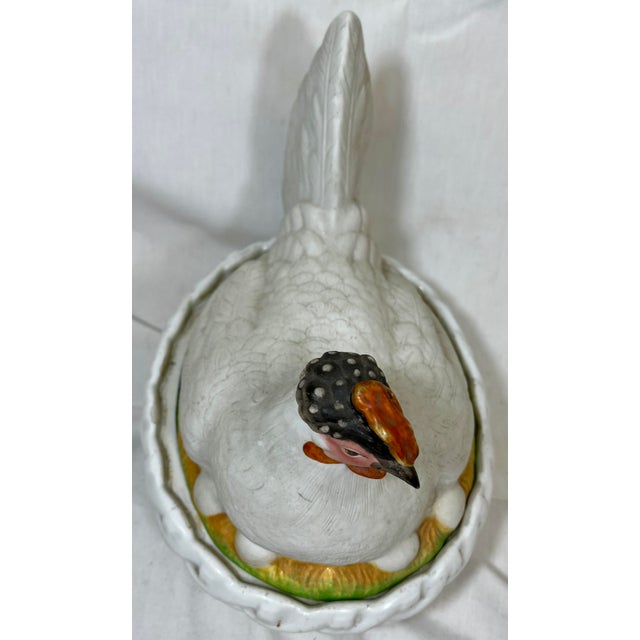 White Antique 19th Century Staffordshire Porcelain Hen on a Basketweave Nest From England For Sale - Image 8 of 12