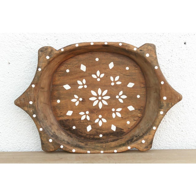 Wood Boho Chic Wooden Painted Bowl For Sale - Image 7 of 8
