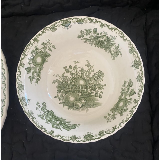 Ceramic Mid 20th Century Mason's Transferware Green Serving Set of 4 For Sale - Image 7 of 14
