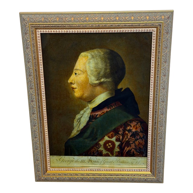 18th Century King George III Reverse-Painted Mezzotint on Glass After Jeremiah Meyer Ra, Engraved by Richard Purcell, London For Sale