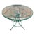 Mid Century Woodard & Sons Wrought Iron Daisy Flower Round Glass Top Patio Table For Sale