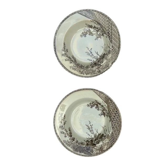 Set of 2 - j.m.& S. Gem Ironstone Transferware C. 1837-1889 For Sale - Image 4 of 4