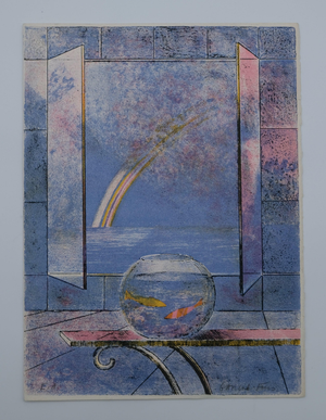 Pierre Garcia-Fons, Composition à la fenêtre Aqua, Lithograph