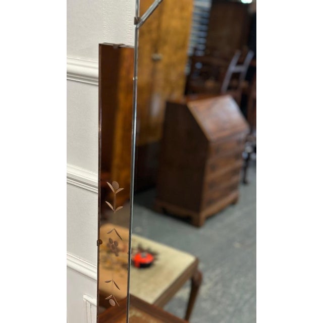 Large Art Deco Peach Glass Flower Petal Mirror, 1920s For Sale - Image 4 of 18