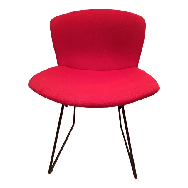 Side Chair with Red Hopsack Upholstery by Harry Bertoia for Knoll International, 1960s For Sale