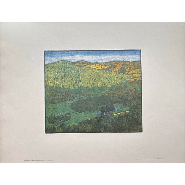 Adolf Zdrazila (Poruba (now. Ostrava) 1868 - 1942 Opava). Color woodcut print on paper of Small Lake. Monogrammed plate.25...