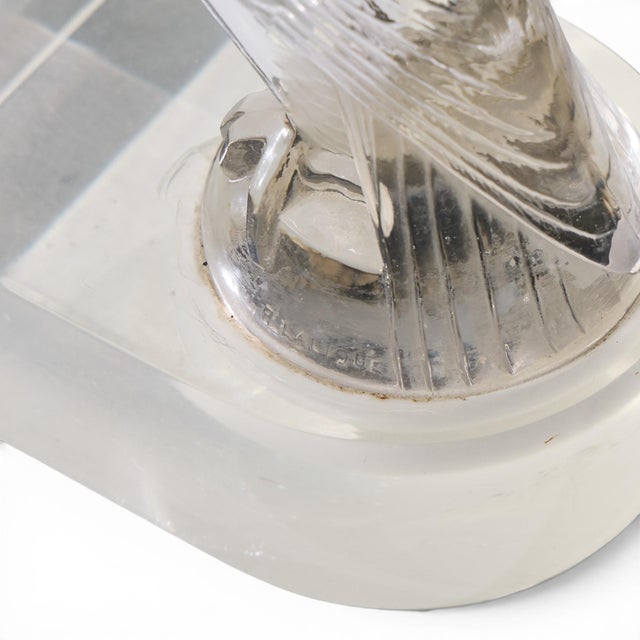 René Lalique Falcon Car Mascot Clear Glass Mounted Bookends - Pair For Sale - Image 12 of 12
