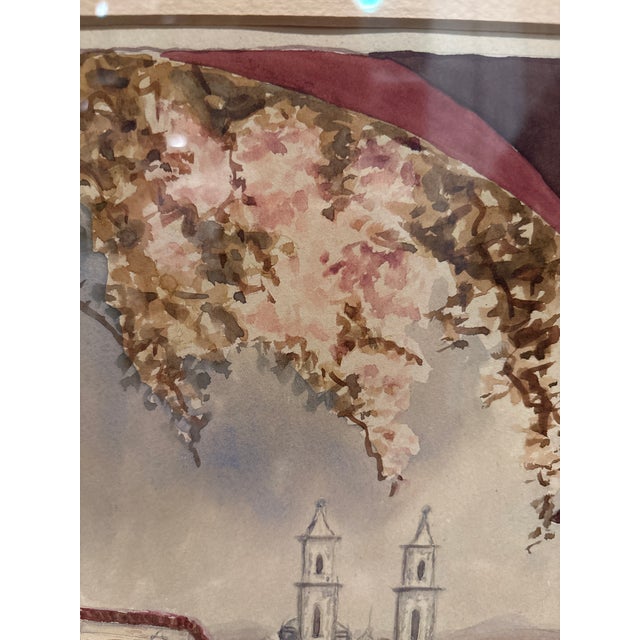Vintage 1950s Watercolor by Ramiro Gonzalez – Framed European Architectural Scene For Sale - Image 4 of 9