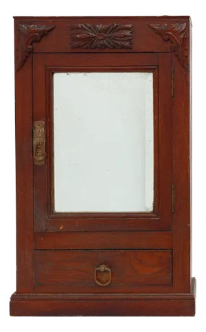 Art Deco Wooden Shaving Cabinet with Beveled Mirror, France, 1920s