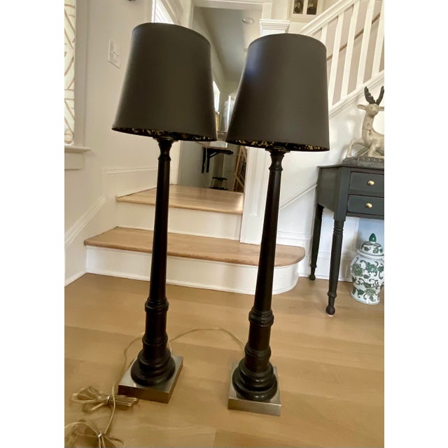 2000 - 2009 Contemporary Tall Console Lamps - a Pair For Sale - Image 5 of 12